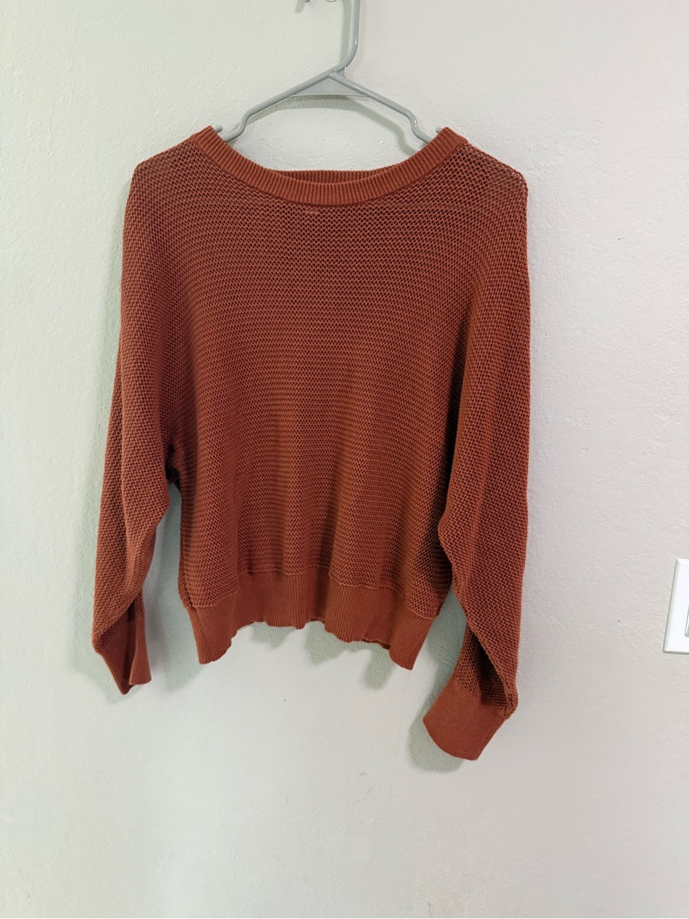 Prologue Rust Waffle Knit Dolman Sweater XS Long Sleeve Lightweight Pullover